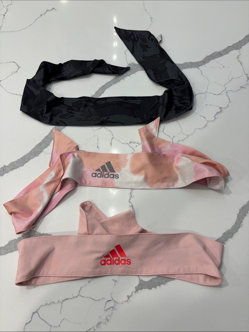 Adidas Headbands Black, Pink, and Tie-Dye Pink - 3-Pack